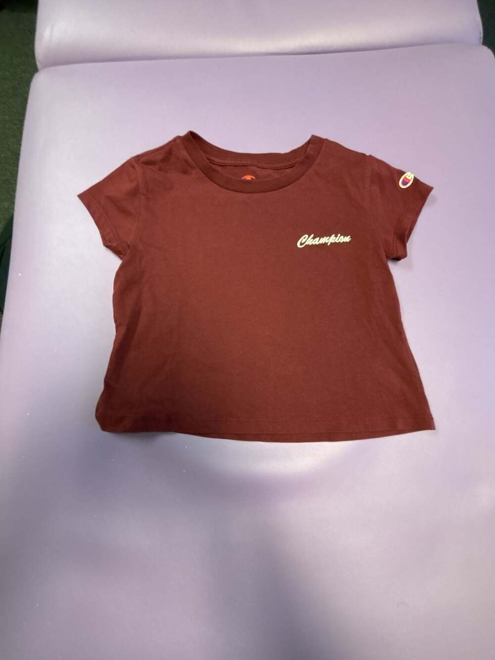 Champion T-Shirt Size S(7/8) Maroon Script Logo